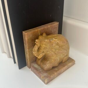 Elephant Marble Bookend mid century sitting elephant